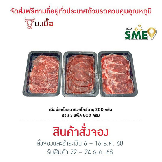 น. เนื้อ เซตเนื้อน่อง ไทยวากิว สไลซ์ 200 กรัม (3 แพ็ก)