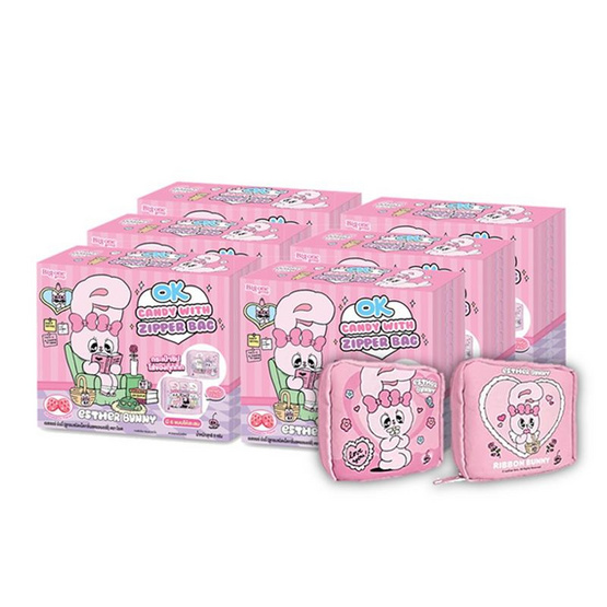 โอเค ลูกอมสตรอเบอร์รี่เอสเธอร์บันนี่กระเป๋า คละแบบ 9 กรัม (แพ็ก 6 ชิ้น)