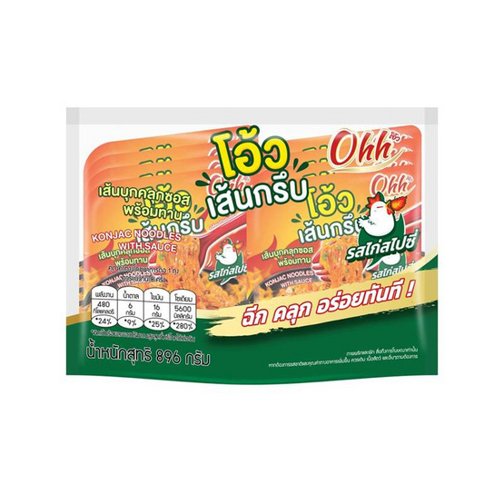 โอ้ว เส้นกรึบปรุงรสไก่สไปซี่ 112 กรัม (แพ็ก 8 ชิ้น)