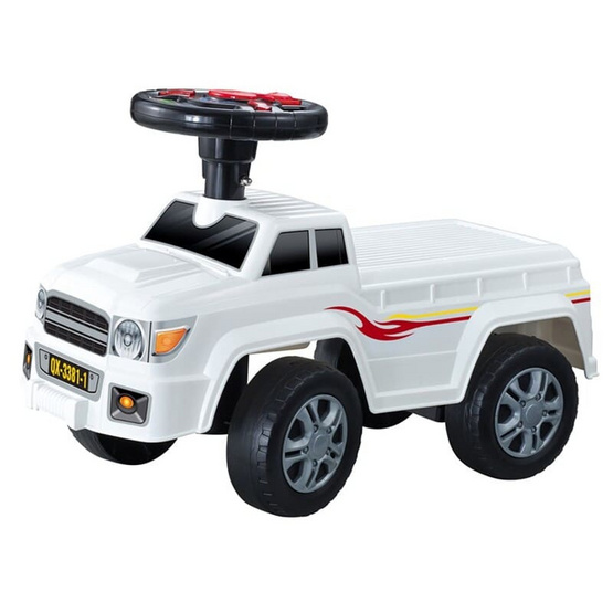 GMS TY0168 รถกะบะขาไถ+พวงมาลัยดนตรี สีขาว