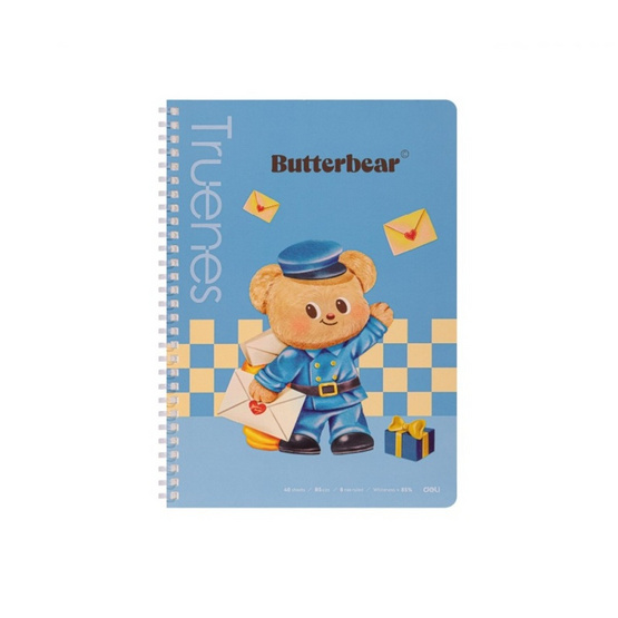 Deli สมุดสันห่วง B5 ลาย Butterbear ปกสีน้ำเงิน