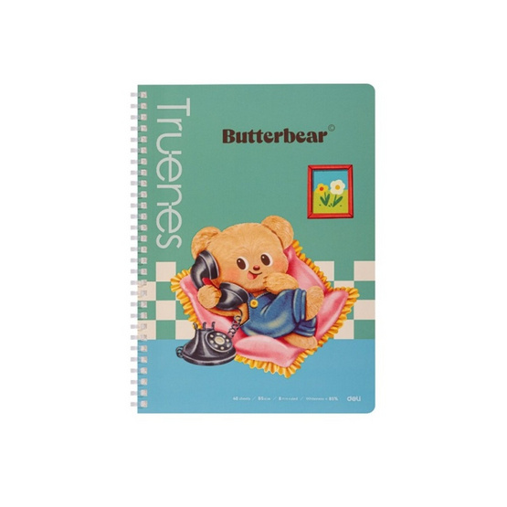 Deli สมุดสันห่วง B5 ลาย Butterbear ปกสีเขียว