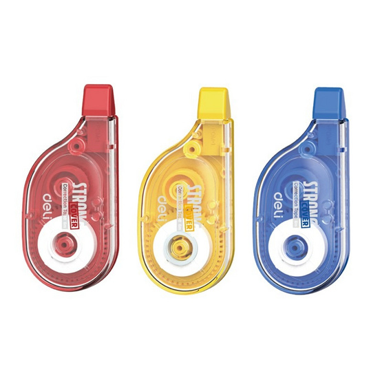 Deli เทปลบคำผิด 6 ม. Correction Tape รุ่น H08A คละสี (แพ็ก 3 ชิ้น)