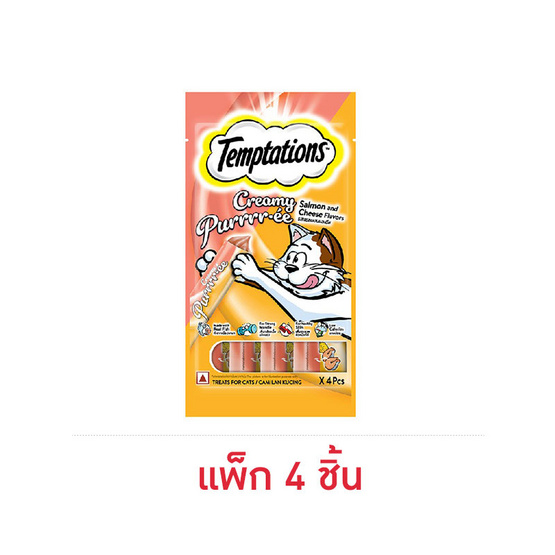 เทมเทชั่นส์ ครีมมี่ เพอเร่ ขนมแมวเลีย สูตรแมวโต แซลมอน+ชีส 12ก. (แพ็ก 4 ชิ้น)