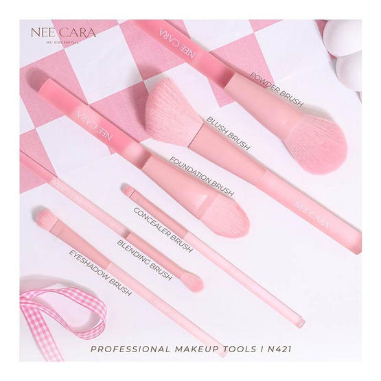 Nee Cara เซ็ตแปรงแต่งหน้า Makeup Brush Set With Travel Case (Rabbit)(6ชิ้น)
