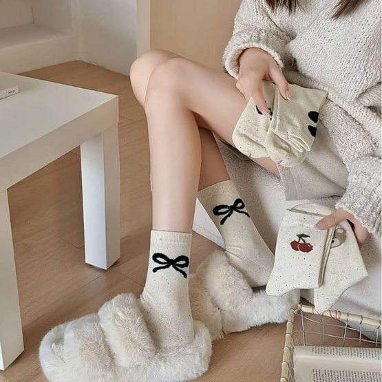 Fashion sock ถุงเท้าลาย SWEET CHERY NO.C148  (5ลาย/10คู่)