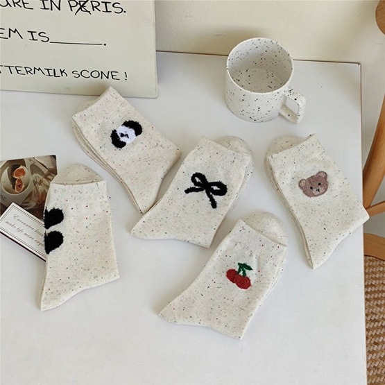 Fashion sock ถุงเท้าลาย SWEET CHERY NO.C148  (5ลาย/10คู่)