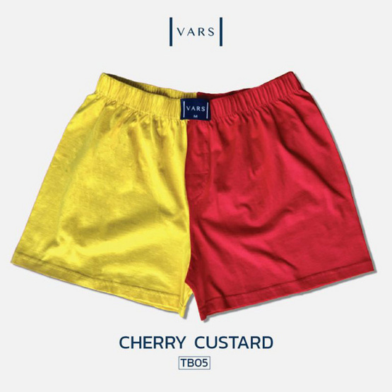 VARS กางเกงบ๊อกเซอร์ ผ้าคอตตอน 100% รุ่น Two-Tones สี เชอรรี่คัสตาส