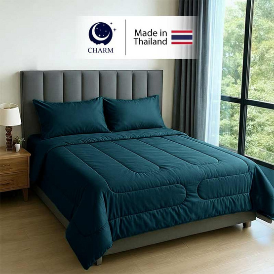 CHARM ชุดเครื่องนอน รุ่น Classic ผ้าซาติน สี Emerald Green