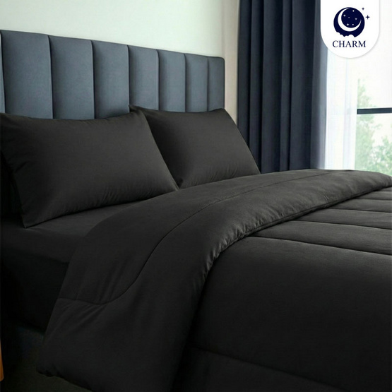 CHARM ชุดเครื่องนอน รุ่น Classic ผ้าซาติน สี Jet Black