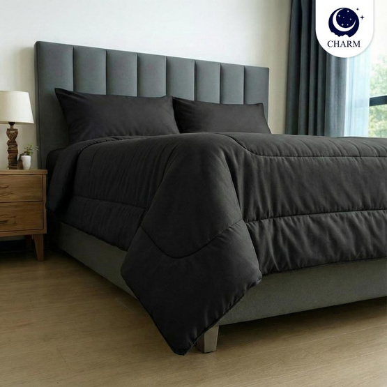 CHARM ชุดเครื่องนอน รุ่น Classic ผ้าซาติน สี Jet Black