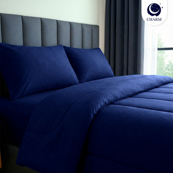 CHARM ชุดเครื่องนอน รุ่น Classic ผ้าซาติน สี Navy Blue