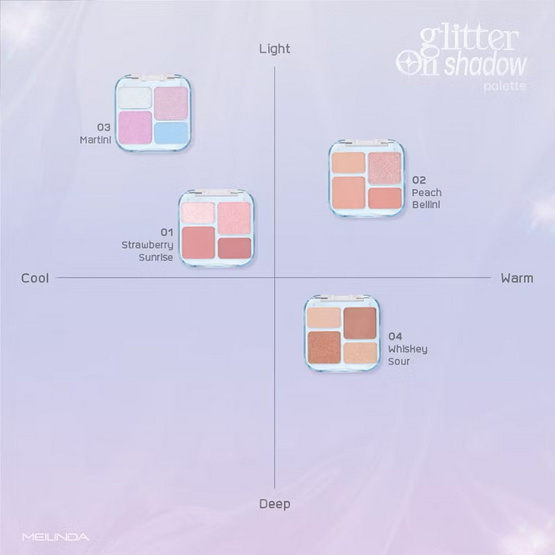 Meilinda พาเลทอายแชโดว์ Glitter On Shadow Palette 6.8 กรัม