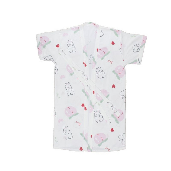 Bra Studio Setชุดนอนกระโปรงพร้อมเสื้อคลุม ลายกระต่ายลูกพีช