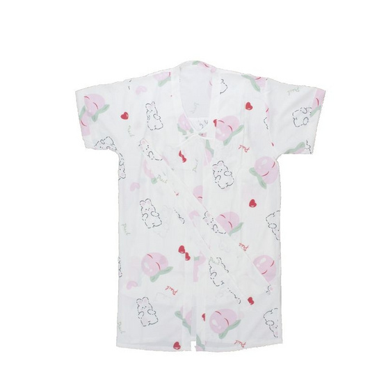 Bra Studio Setชุดนอนกระโปรงพร้อมเสื้อคลุม ลายกระต่ายลูกพีช