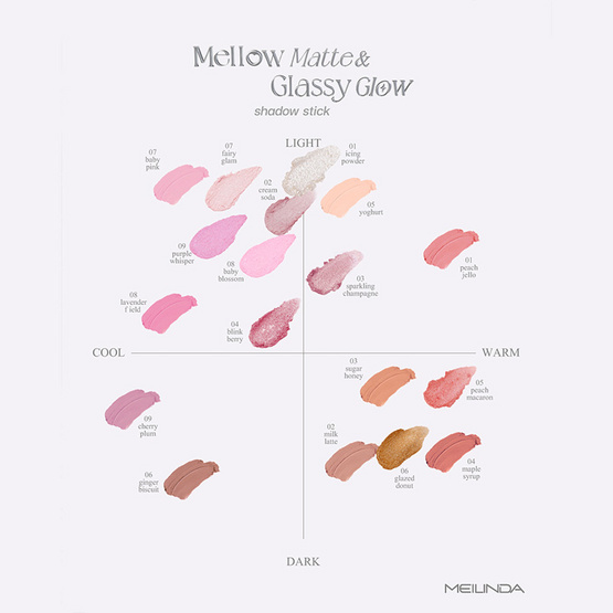 Meilinda อายแชโดว์ Glassy Glow Shadow Stick 1.5 กรัม