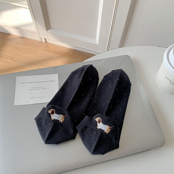 CC SOCK ถุงเท้าสั้นลายจุดทอน้องหมา (แพ็ก 5 คู่)