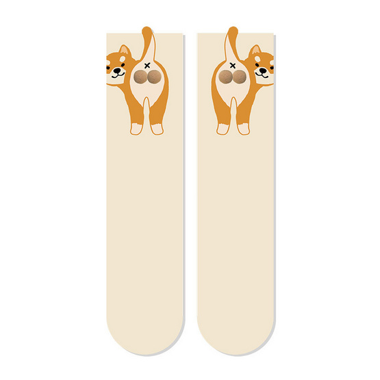 CC SOCK ถุงเท้าลายหมาหันหลัง (แพ็ก 3 คู่)