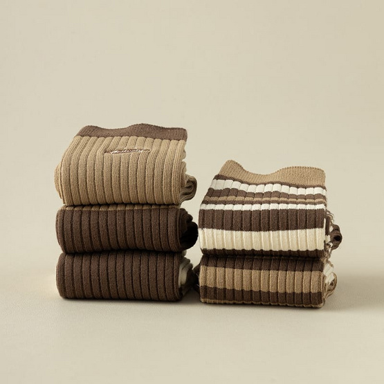 CC SOCK ถุงเท้าข้อยาวโทนน้ำตาล LBR (แพ็ก 5 คู่)