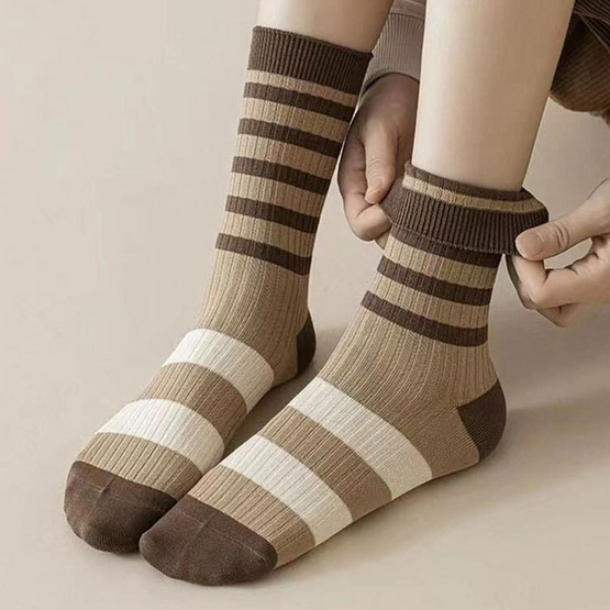 CC SOCK ถุงเท้าข้อยาวโทนน้ำตาล LBR (แพ็ก 5 คู่)