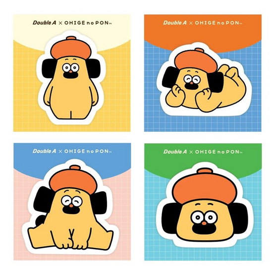 Double A กระดาษโน้ตไดคัท 30แผ่น Ohige No Pon คละลาย (แพ็ก 4 ชุด)
