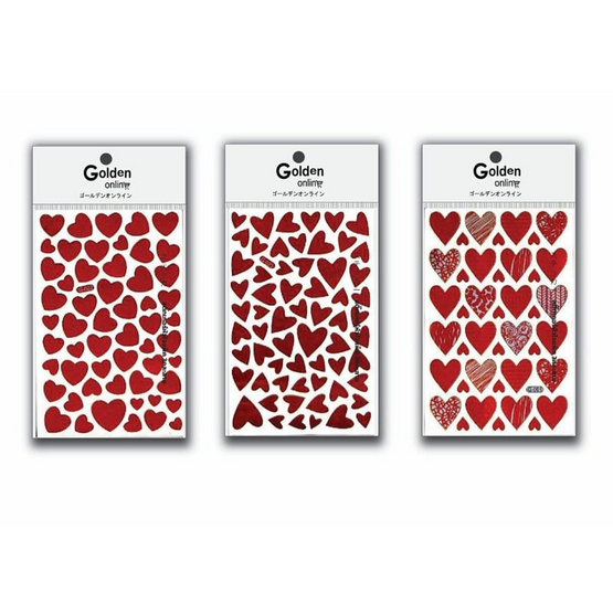 Golden สติกเกอร์หัวใจ แพ็ก 3 คละลาย (4 ชุด 12 แผ่น)