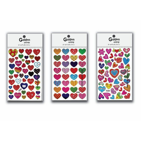 Golden สติกเกอร์หัวใจ แพ็ก 3 คละลาย (4 ชุด 12 แผ่น)