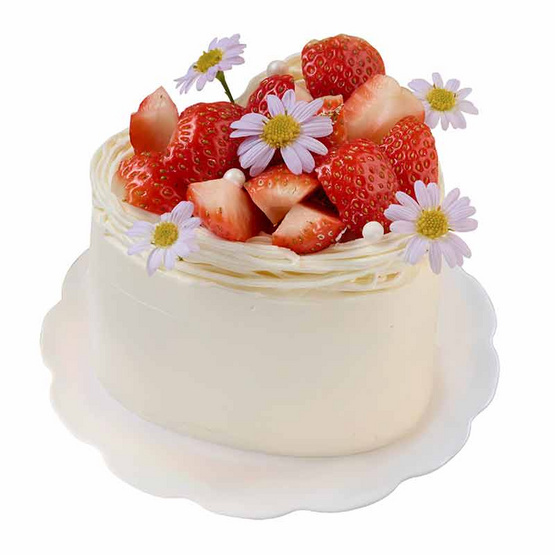 Le Cherine มินิเค้กผลไม้สด หน้าสตรอว์เบอร์รี รูปหัวใจ 0.5 ปอนด์