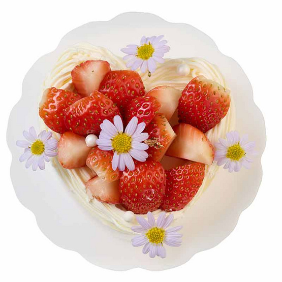 Le Cherine มินิเค้กผลไม้สด หน้าสตรอว์เบอร์รี รูปหัวใจ 0.5 ปอนด์