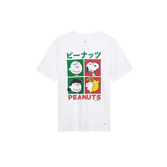 GQ EASY เสื้อสนูปปี้ ลาย Peanuts ทรงปกติ สีขาว