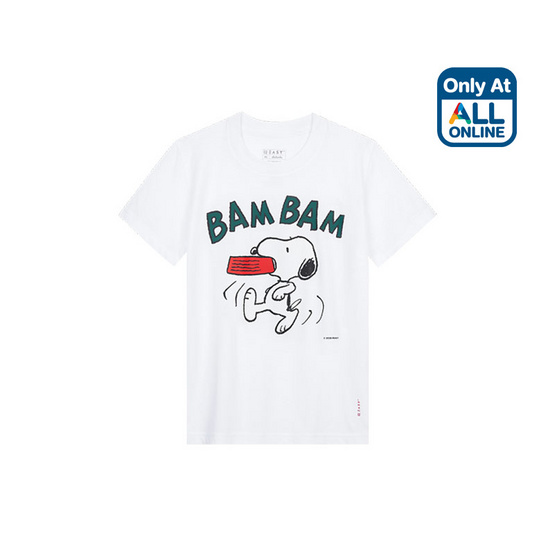 GQ EASY เสื้อสนูปปี้ ทรงผู้หญิง สีขาว ลาย Bambam