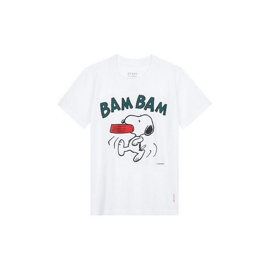 GQ EASY เสื้อสนูปปี้ ทรงผู้หญิง สีขาว ลาย Bambam