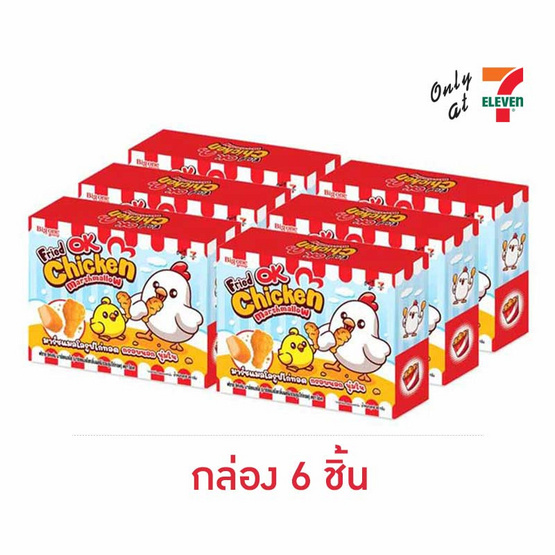 โอเค มาร์ชแมลโลไก่ทอดกลิ่นผลไม้รวม 40 กรัม (กล่อง 6 ชิ้น)