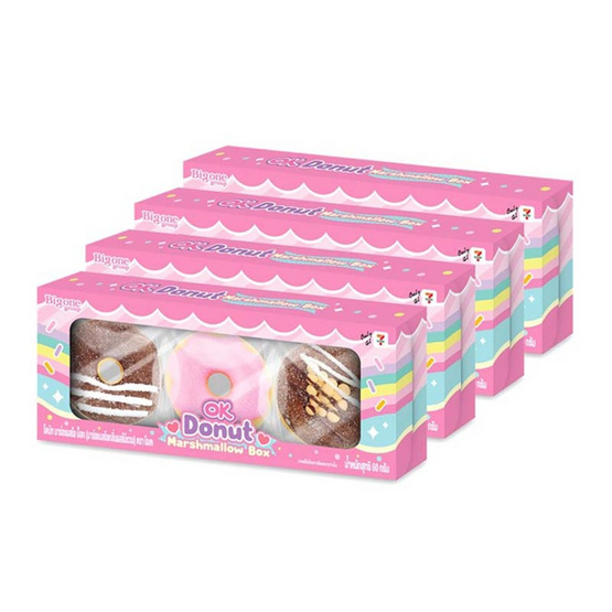 โอเค มาร์ชแมลโลโดนัทบ็อกกลิ่นผลไม้รวม 60 กรัม (กล่อง 4 ชิ้น)