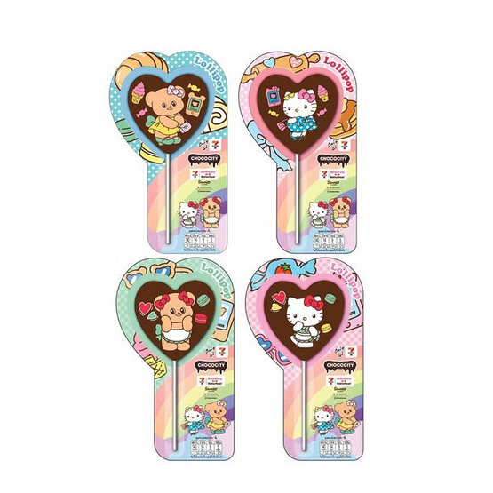 ช็อกโกซิตี้ ช็อกโกแลตโลลีป๊อป Butter Bear x Hello Kitty คละแบบ 25 กรัม (กล่อง 8 ชิ้น)