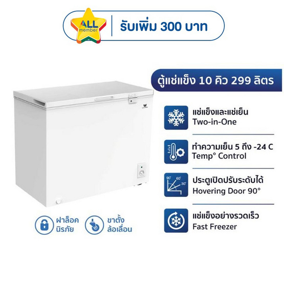 Worldtech ตู้แช่แข็ง 299 ลิตร รุ่น WT-FZ300_WHT