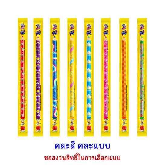 ดราก้อนทังค์ กัมมี่เพนซิลแท่งยาวสตรอเบอร์รี่สอดไส้ครีม คละแบบ 26 กรัม (แพ็ก 12 ชิ้น)