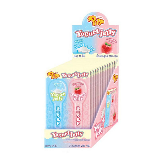 พิพ เจลลี่สติ๊กโยเกิร์ต&สตอเบอร์รี่ 24 กรัม (แพ็ก 12 ชิ้น)