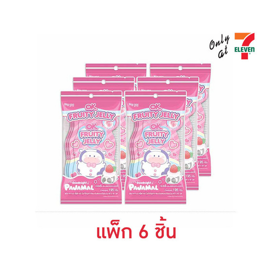 โอเค เจลลี่ผสมวุ้นมะพร้าวสตรอเบอร์รี่พาจามอล 195 กรัม (แพ็ก 6 ชิ้น)