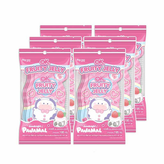โอเค เจลลี่ผสมวุ้นมะพร้าวสตรอเบอร์รี่พาจามอล 195 กรัม (แพ็ก 6 ชิ้น)