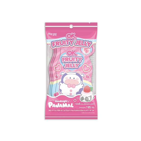 โอเค เจลลี่ผสมวุ้นมะพร้าวสตรอเบอร์รี่พาจามอล 195 กรัม (แพ็ก 6 ชิ้น)