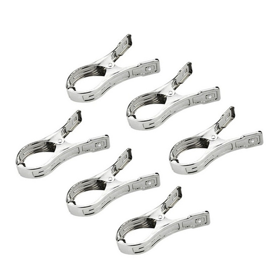 CASSA คลิปหนีบแสตนเลส ปากหนีบกลม แพ็ค 6 ชิ้น