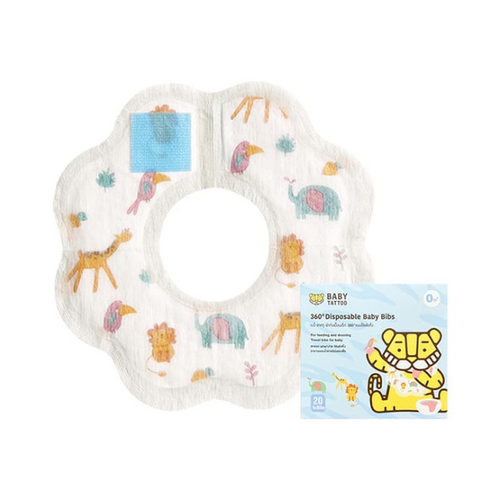 BABY TATTOO ผ้ากันเปื้อนเด็ก 360องศา (1กล่อง20ชิ้น) ลายการ์ตูน