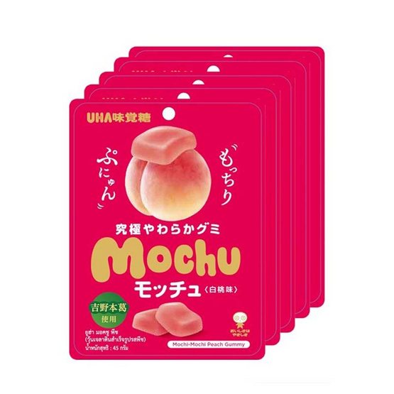 ยูฮ่า กัมมี่มอคชูรสพีช 45 กรัม (แพ็ก 5 ชิ้น)