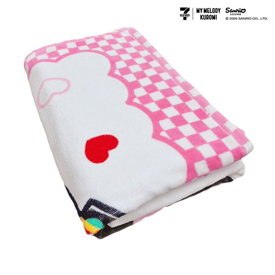 M2S Lifestyle ผ้าเช็ดตัว ลายลิขสิทธิ์ My Melody and Kuromi สีขาวหัวใจ 27x54นิ้ว