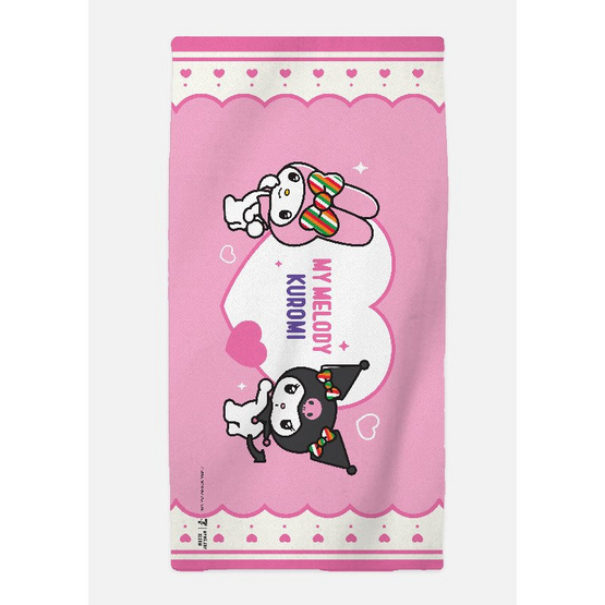 M2S Lifestyle ผ้าเช็ดตัว ลายลิขสิทธิ์ My Melody x Kuromi สีชมพู 27x54นิ้ว