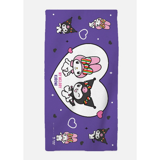 M2S Lifestyle ผ้าเช็ดตัว ลายลิขสิทธิ์ My Melody x Kuromi สีม่วง 27x54นิ้ว