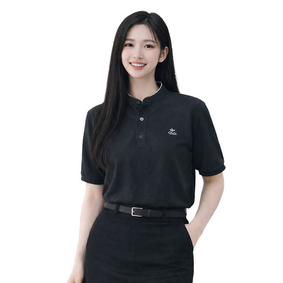 CP ALL เสื้อโปโลคอจีนหญิงสีดำ