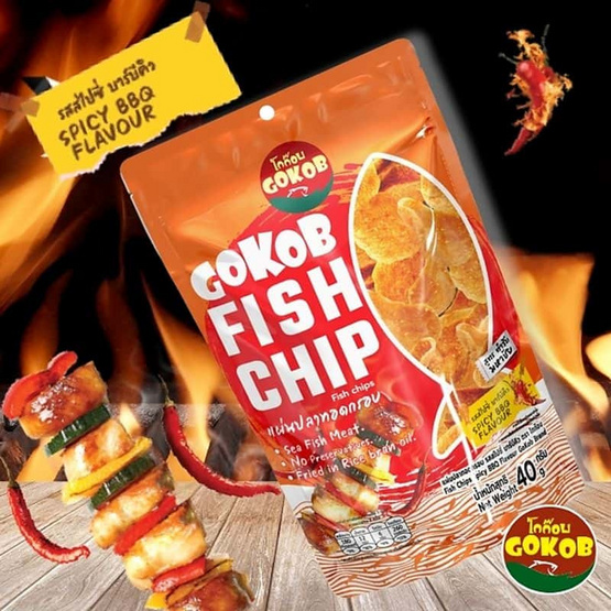 OTOP โกก๊อบ แผ่นปลาทอดกรอบรสสไปซี่บาร์บีคิว 40 กรัม (แพ็ก 6 ชิ้น)