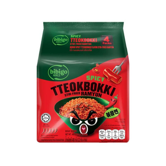 บิบิโกซองแบบแห้ง รสต็อกบกกีเผ็ด 122 กรัม (แพ็ก 4 ซอง)